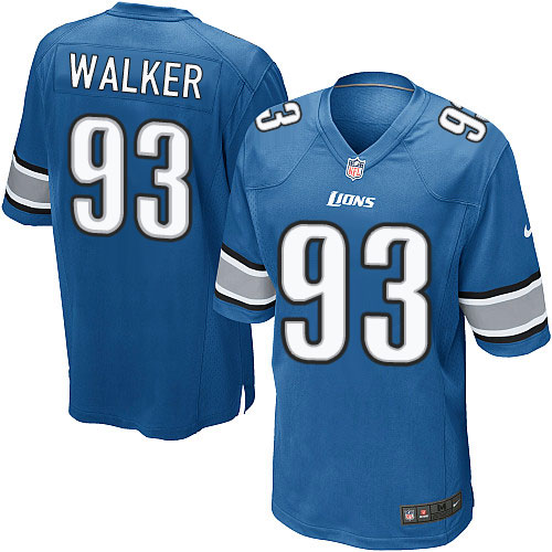 Men's Game Tyrunn Walker Nike Jersey Light Blue Home - #93 NFL Detroit Lions